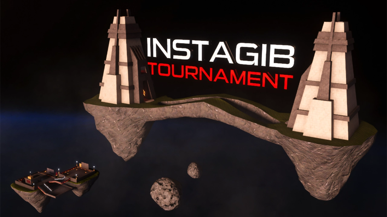 Instagib Tournament Facing Worlds Map in VRChat